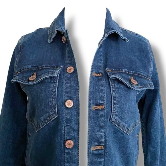 J Crew Mercantile Womens Jean Jacket XXS Blue Stretch Denim Classic Preppy Coat - Picture 4 of 6